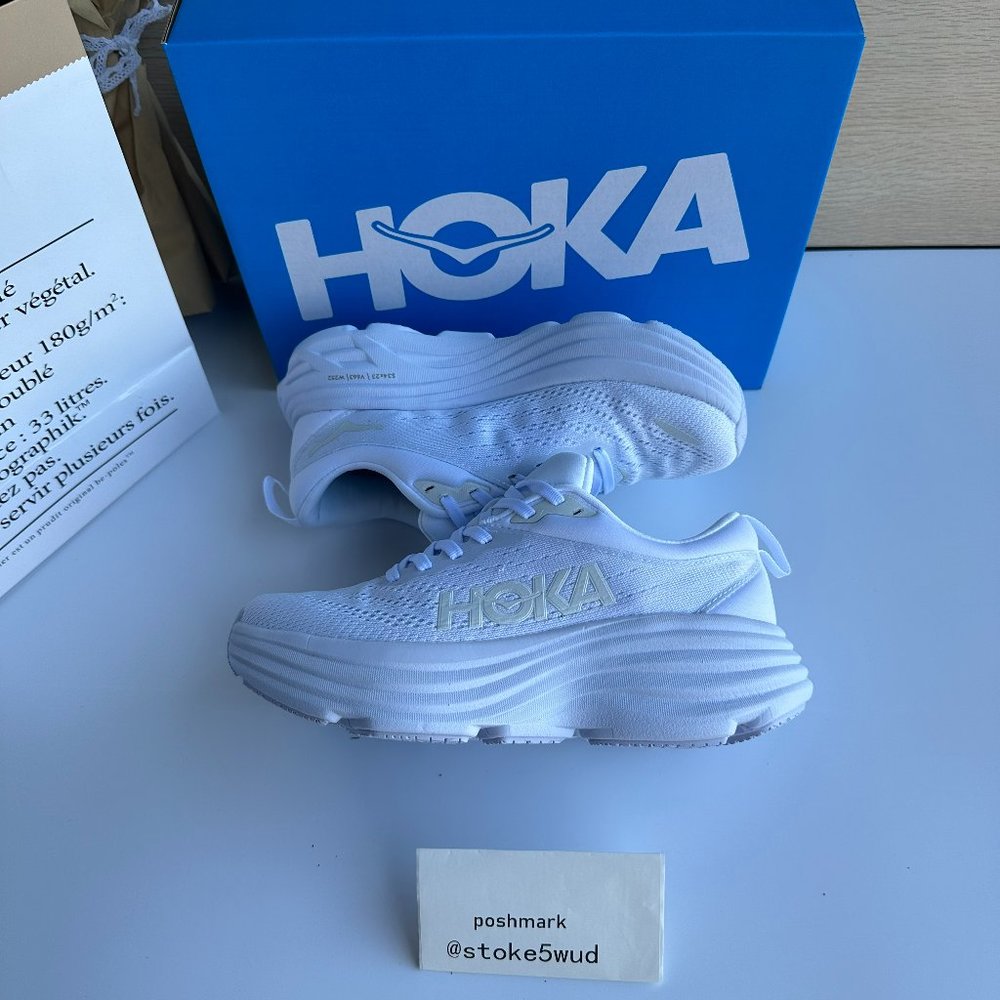 Hoka bondi 8 Women's Running Shoes White